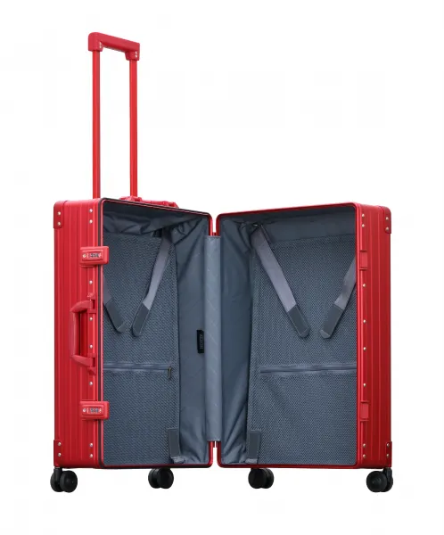 26" TRAVELER" - RUBIN - Der elegante Aluminium Reisekoffer für luxuriöse Abenteuer und stilvolles Reisen