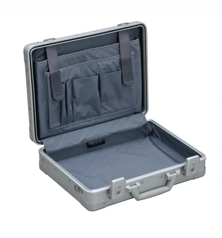 ALEON "15" Attaché Laptop Case, 30 cm - Platin -" - Hochwertiger Aluminium Notebook- & Aktenkoffer