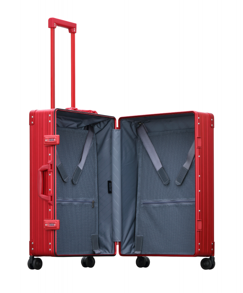 26" TRAVELER" - RUBIN - Der elegante Aluminium Reisekoffer für luxuriöse Abenteuer und stilvolles Reisen